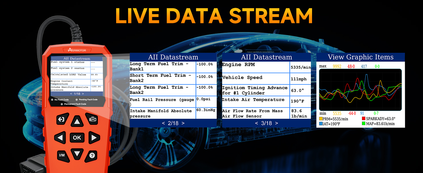 Obd2 Scanner with Live Data Stream