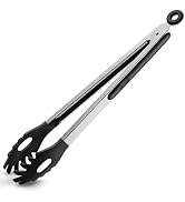 Pasta Tong Spaghetti Tongs, 12-Inch Heat Resistant Silicone Pasta Tongs Spaghetti Server With Tee...