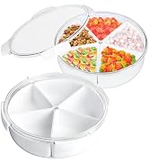 Dualshine Veggie Tray with Lid Divided Serving Platter Round Snackle Box Charcuterie Container Pl...