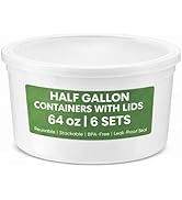 JoyServe 64 oz Plastic Containers with Lids - (Pack of 6) Food Storage Organizer Half Gallon Roun...