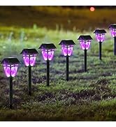 Dynaming Solar Purple Flame Torch Lights, 9 Pack Outdoor Halloween Lights Flickering Flame Pathwa...