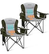 KingCamp Oversized Camping Folding Chair, Heavy Duty 450 LBS with Lumbar Support, Padded seat wit...