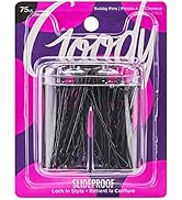 Goody Bobby Pin Box With Magnetic Top - 75 Count, Black - Slideproof And Lock In Place - Suitable...