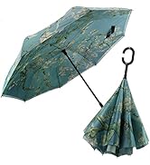 SIEPASA Inverted Reverse Upside Down Umbrella with C-Shaped Handle, Anti-UV Waterproof Windproof ...