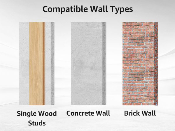 mountup tv mounts compatible with single wood stud, concrete, and brick wall mounting