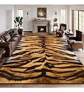 DweIke 4x6 Area Rug for Living Room, Washable Soft Abstract Tiger Stripe Carpet for Bedroom, Low ...
