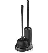 uptronic Toilet Plunger and Brush, Bowl Brush and Heavy Duty Toilet Plunger Set with Holder, 2-in...