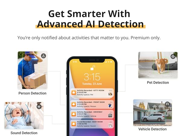 AlfredCamera Premium AI detects people, pets, vehicles, and sounds with smart alerts.