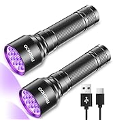 UV Flashlight Black Light 2 Pack, 21 LED 395nm Ultraviolet Rechargeable Flashlights UV Light, Wat...