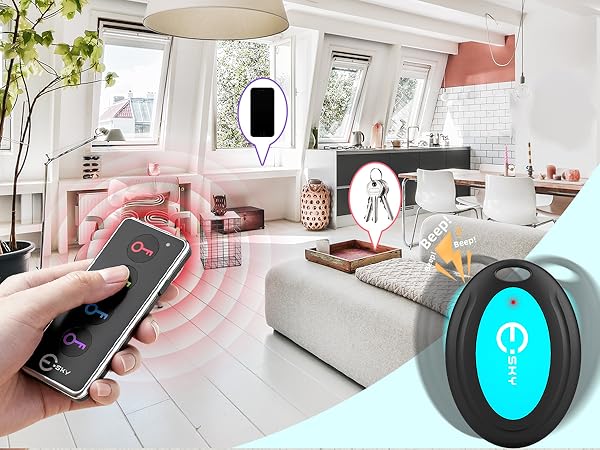 sky Key Finder Locator with Sound 85dB Item Trackers 131ft Range Beeper Tags Wireless Key Finders