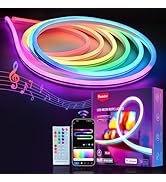 Lucienstar RGB+IC LED Rope Lights, 16.4 ft Neon Rope Light with Music Sync, Compatible with Alexa...