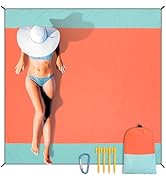 HIHOHO Beach Blanket Waterproof Sandproof Extra Large Beach Mat 79" X 83"/120"x108"for 1-8 Adults...