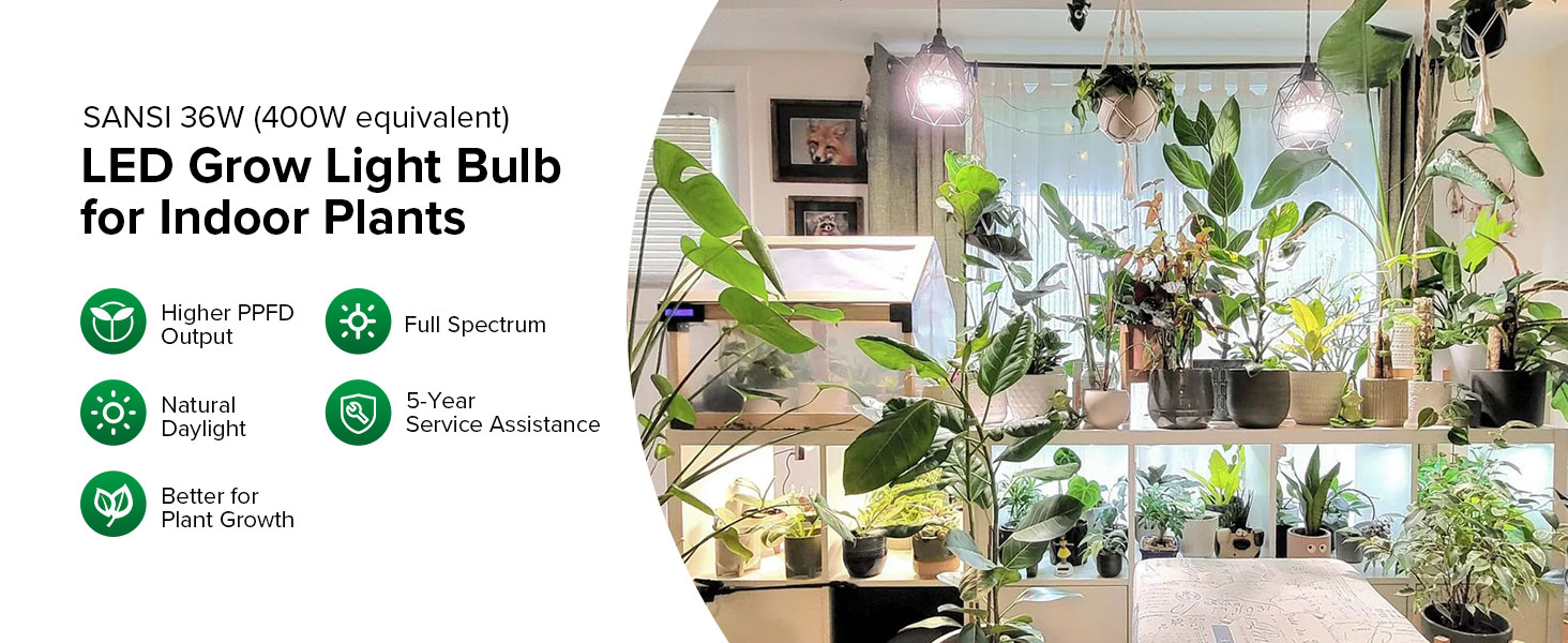 sansi 36w led grow light bulbs for indoor plants