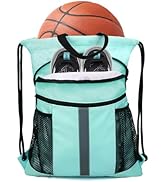 BeeGreen Drawstring Backpack Bag with Shoe Compartment X-Large Gym Sports String Cinch Backpack