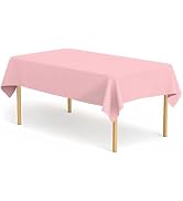 CINSOEN 2 Pack Pink Tablecloth Plastic Rectangle Table Covers PEVA Pink Plastic Table Cloths for ...