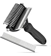 Viretec Dog Deshedding Brush, Pet Grooming Tool, 2 in 1 Effective Undercoat Rake for Dogs and Cat...