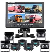Backup Camera Hard Wired Backup Camera 9'' Quad Split Screen HD Rear Backup Camera Monitor System...