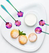 LEEFONE 9 PCS Rainbow Flower Spoon Set, 2 Different Size Stainless Steel Reusable Teaspoons for D...