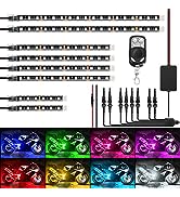 Nilight 8PCS Motorcycle RGB Led Light Kit Waterproof Multi-Color Atmosphere Lights Lamp with 4Key...