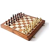 Nature’s Own Wooden Chess Set Board Game, Hand Crafted Pawns, Folding Board - King*2, Queen*2, Bi...