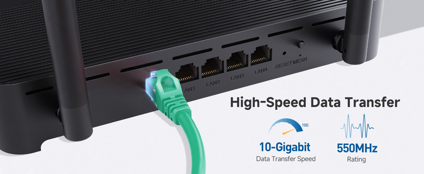 High-performance Cat6 network cable for LAN connections and internet
