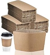 Lainrrew 120 Pcs Kraft Coffee Cup Sleeves, Disposable Corrugated Cardboard Paper Jacket for Hot a...