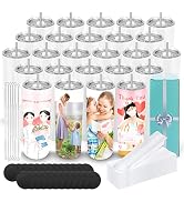 25 Pack Sublimation Tumblers Bulk 20 oz Skinny Straight Flat Bottom Blank Tumbler Cups with Indiv...