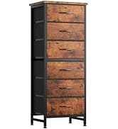 Sweetcrispy Tall Fabric Dresser for Bedroom, 6 Drawer Skinny Chest of Drawers, Narrow Storage Tow...