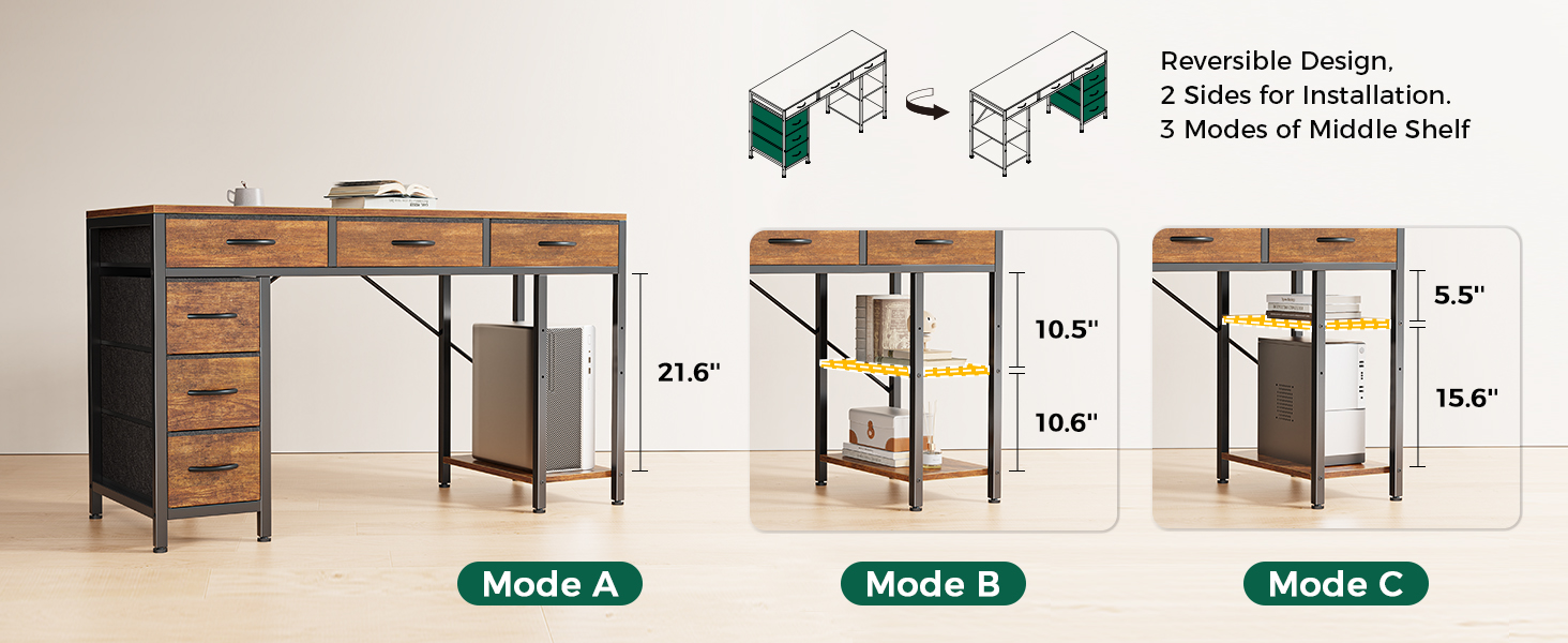 Computer Desk with 6 Drawers