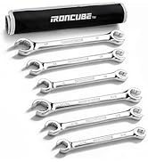 ironcube Flare Nut Wrench Set: 6-piece SAE &amp; Metric Line Wrench Set for Removing or Replacing Nut...