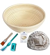 M JINGMEI Banneton Proofing Basket 9" Round Banneton Brotform for Bread and Dough [FREE BRUSH] Pr...