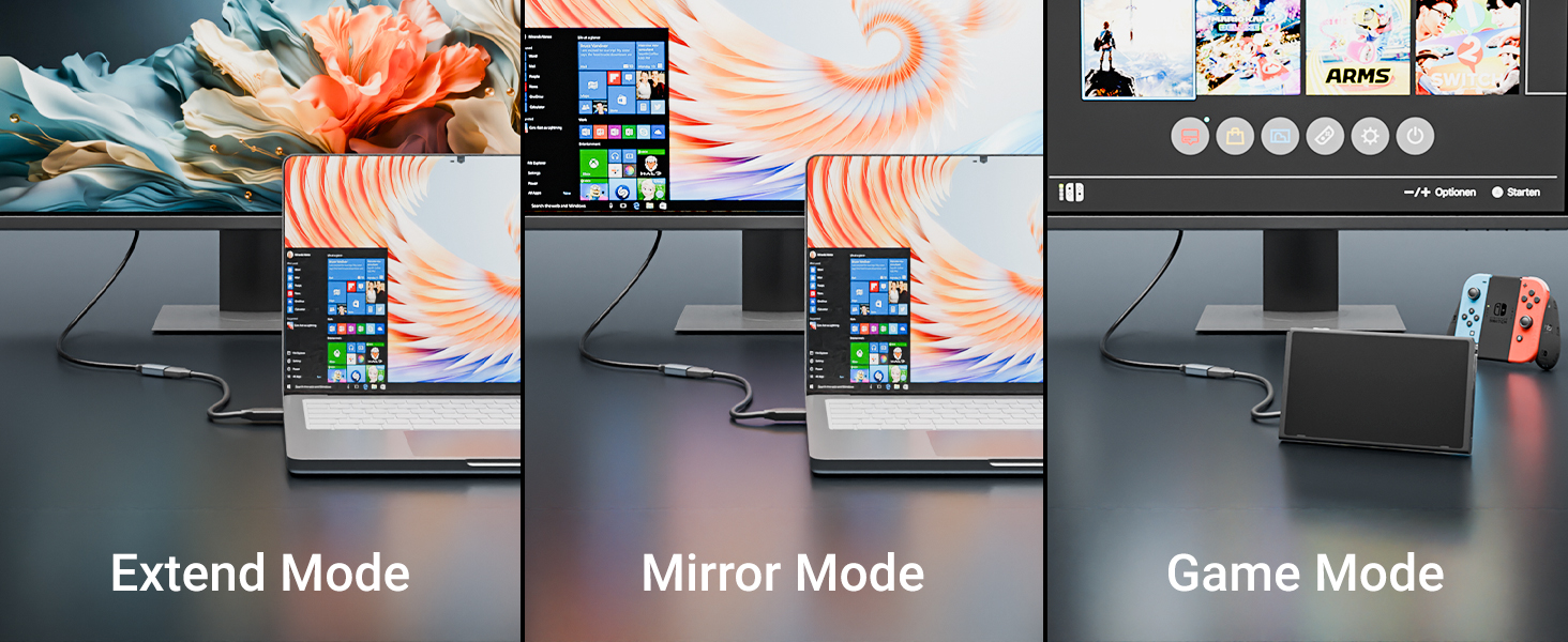 hdmi extension mode extend mode,mirror mode, game mode