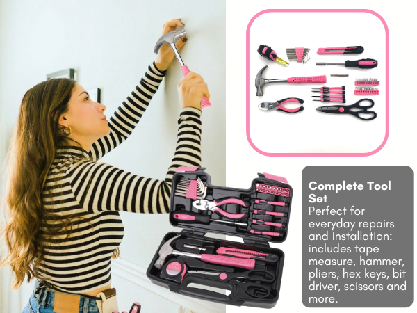A small tool set for women in pink for breast cancer