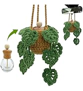 Crochet Car Air Freshener, 15ml Empty Refillable Oil Diffuser Bottle with Hanging Crochet Plant f...