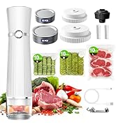 Vacuum Sealer for Food (Compact Vacuum Sealer Machine+30 Reusable Bags+20 Mason Jar Lids+Wine Sto...