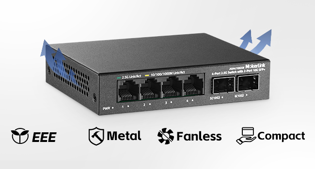 4-Port 2.5G Ethernet Switch with 2-Port 10G SFP+
