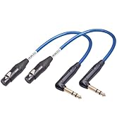 HUALEU 2Pack 1Feet Balanced XLR Female to Right Angle 1/4" TRS Micphone Cable,6.35mm Stereo Male ...