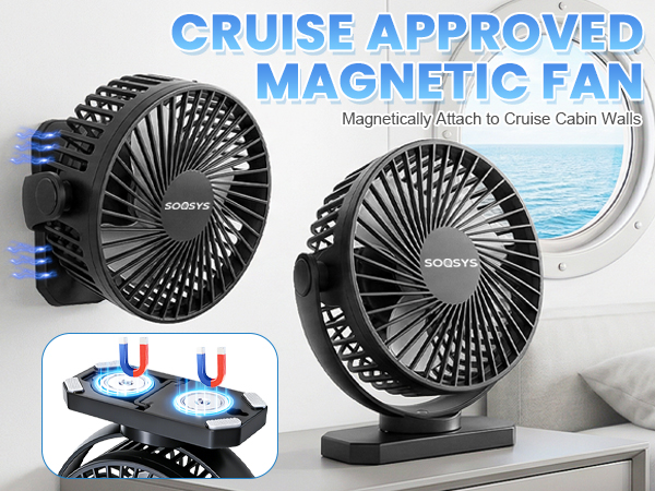 Magnetic Cruise Fan Magnetic Fan for Cruise Ship Portable Travel Fan for Cruise Cruise Essentials