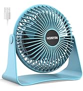 HONYIN USB Small Desk Fan - 6 Inch Portable Fans with 3 Speeds Strong Airflow, Quiet Operation an...
