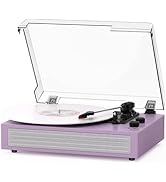 MANGOSTAN Bluetooth Vinyl Record Player, 3-Speed Belt-Driven Turntable with Built-in Stereo Speak...