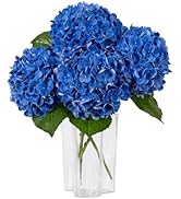DuHouse 3Pcs Hydrangea Artificial Flowers,Latex Real Touch Hydrangeas with Long Stems & Leaves fo...