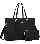 LOVEVOOK Laptop Bag for Women 15.6 inch Canvas Laptop Tote Bag, Large Capacity Work Bag with Clut...