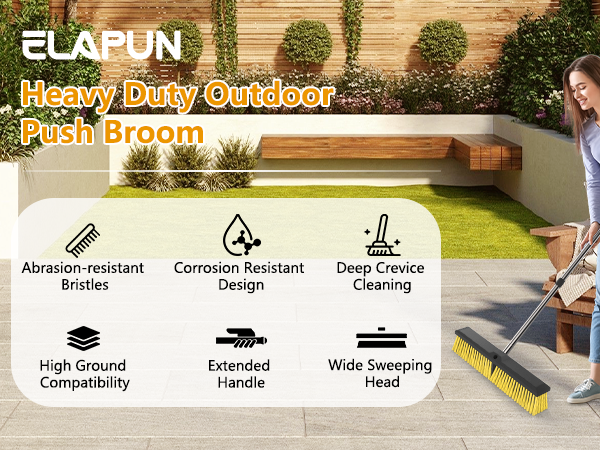 Heavy Duty Outdoor Push Broom