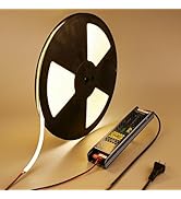 BENLUN 48V COB LED Strip Light Outdoor 65.6ft Kit, 3000K Warm White Outside Waterproof LED Tape L...