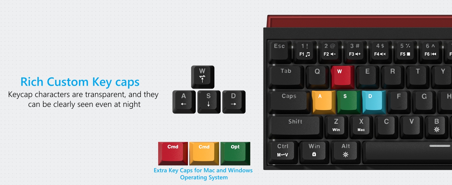 60% Gaming Keyboard with Light Box, Wired RGB Backlit Mechanical Keyboard with MCA Keycaps