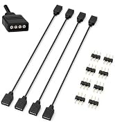MILAKE 4 Pcs 12V 4-Pin ARGB Extension Cable, ARGB 1-to-1 Female to Female Cable Extension PC for ...