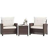 Shintenchi 3 Pieces Patio Furniture Set, PE Rattan Wicker 3 Pcs Patio Set, Outdoor Furniture Set ...