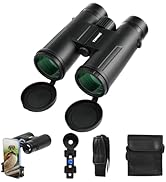 HD 12X42 Waterproog Binocular with Phone Adapter,BAK4 Prism,FMC Lens,High Power Long Range Binocu...