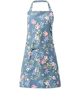 DILLMAN Aprons for Women with Pockets Cotton Linen Cooking Kitchen Baking Soft Durable Floral Gar...