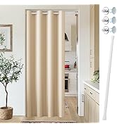 Vatge Closet Curtain with Rod and Magnetic Closure, Door Curtains for Doorways 80 Inch Closet Doo...